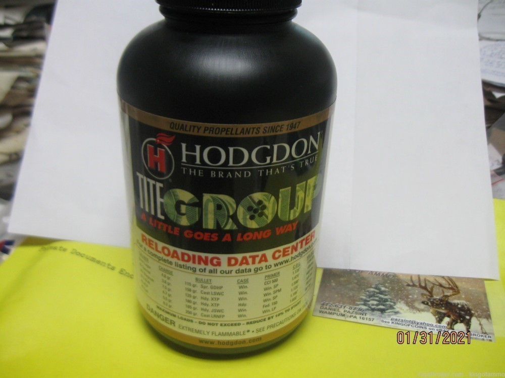 1 Lb TiteGroup Powder AND 50 pc 45 Long Colt New W-W Brass RELOADER Sale-img-1