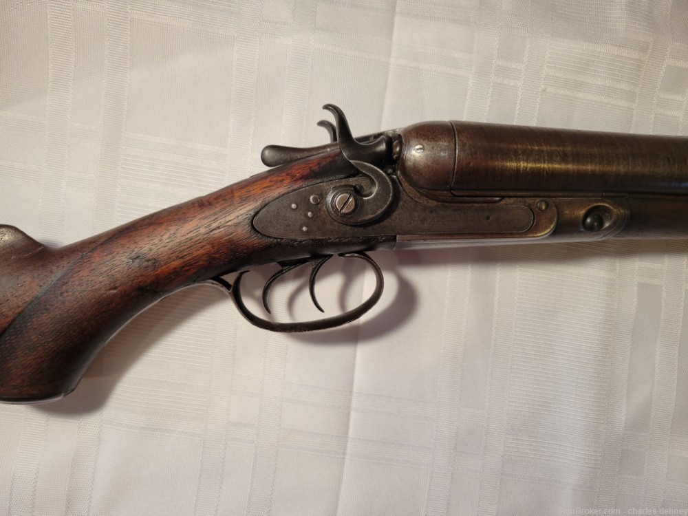 1875 Parker Hammer S x S 10 Ga. Shot gun -img-1