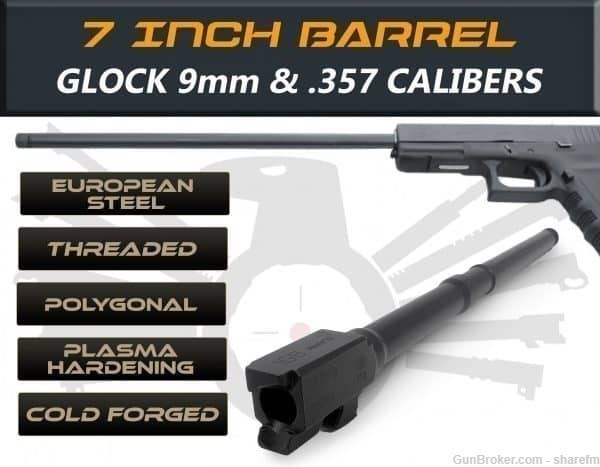 Gen 3&4 Glock 20 IGB Polygonal 7.5" Threaded Barrel For .357Sig Caliber-img-0