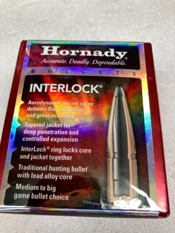 hornady interlock 30 cal 170 gr fp #3060 100 bullets-img-0