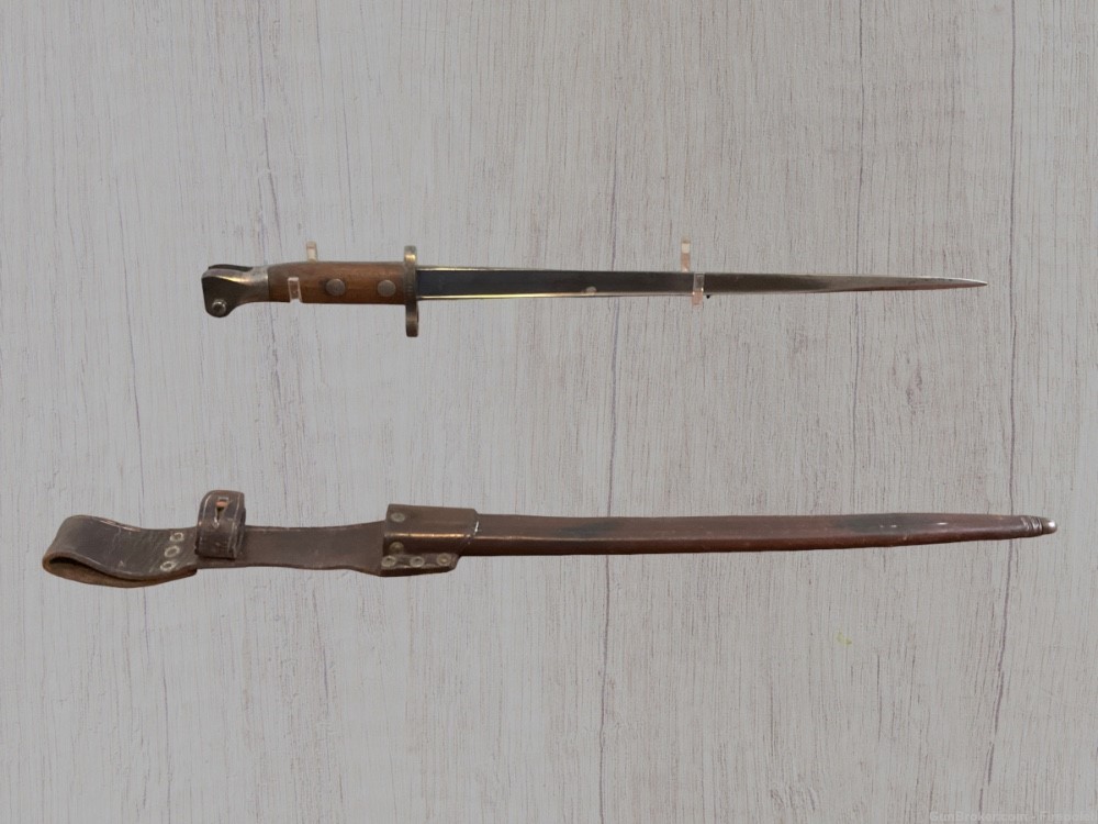 RARE Alex Coppel Solingen Dutch 1895 Mannlicher Bayonet— Leather Scabbard-img-2