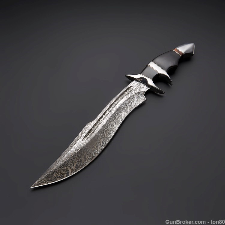 CUSTOM HANDMADE DAMASCUS BOWIE KNIFE 15.5 INCH QK86-img-2