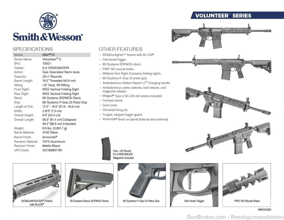 Smith & Wesson Volunteer X Black 6.5 Creedmoor 16in 20Rd 13521-img-1