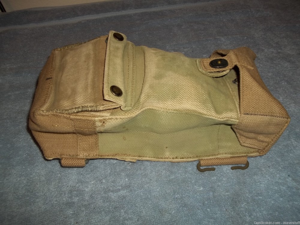 Vintage Military Pouch DEEP Double Access Belt Carry or Shoulder Strap -img-7