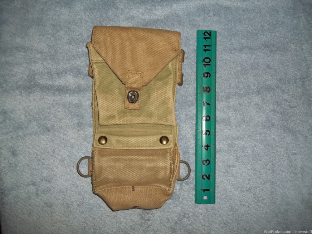 Vintage Military Pouch DEEP Double Access Belt Carry or Shoulder Strap -img-0