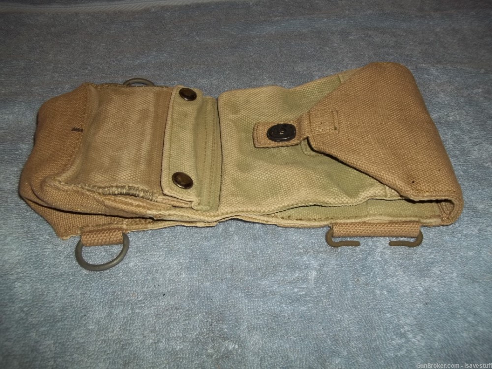 Vintage Military Pouch DEEP Double Access Belt Carry or Shoulder Strap -img-1