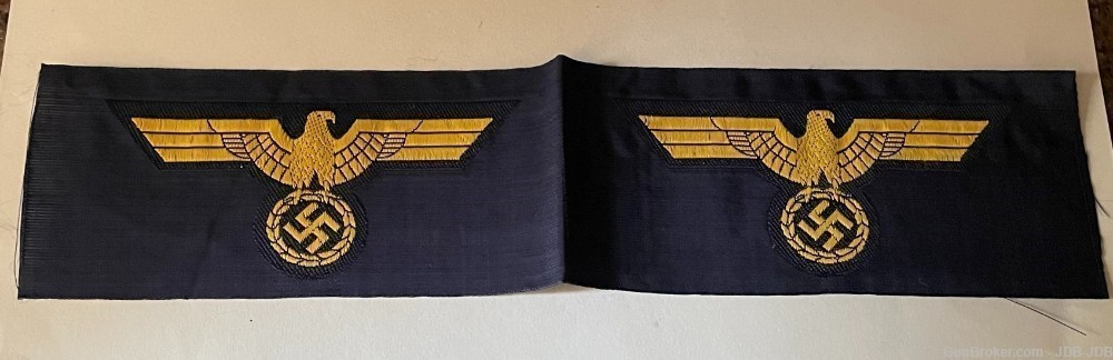 W.W. II. Kreigsmarine Artillery Cloth Cap Eagles Strip of Two Pieces-img-0