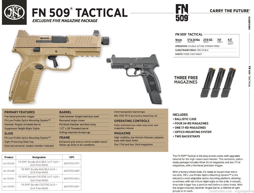 FN 509T 9mm Pistol 5 MAG BUNDLE! FastShipNoCCFee 66-101649-img-1