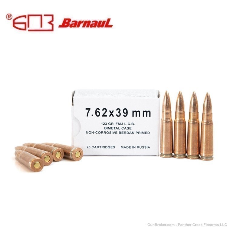 Barnaul 7.62x39 123gr FMJ Bimetal Case & Bullet 500rd AK47 AK-47 7.62x39mm-img-1