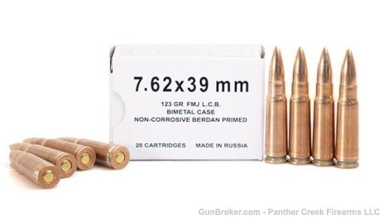 Barnaul 7.62x39 123gr FMJ Bimetal Case & Bullet 500rd AK47 AK-47 7.62x39mm-img-0