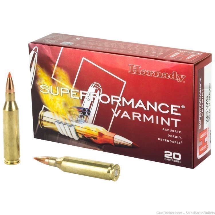 Hornady Superformance .243 Win. 58 Grain V-MAX - 20 Rounds-img-0