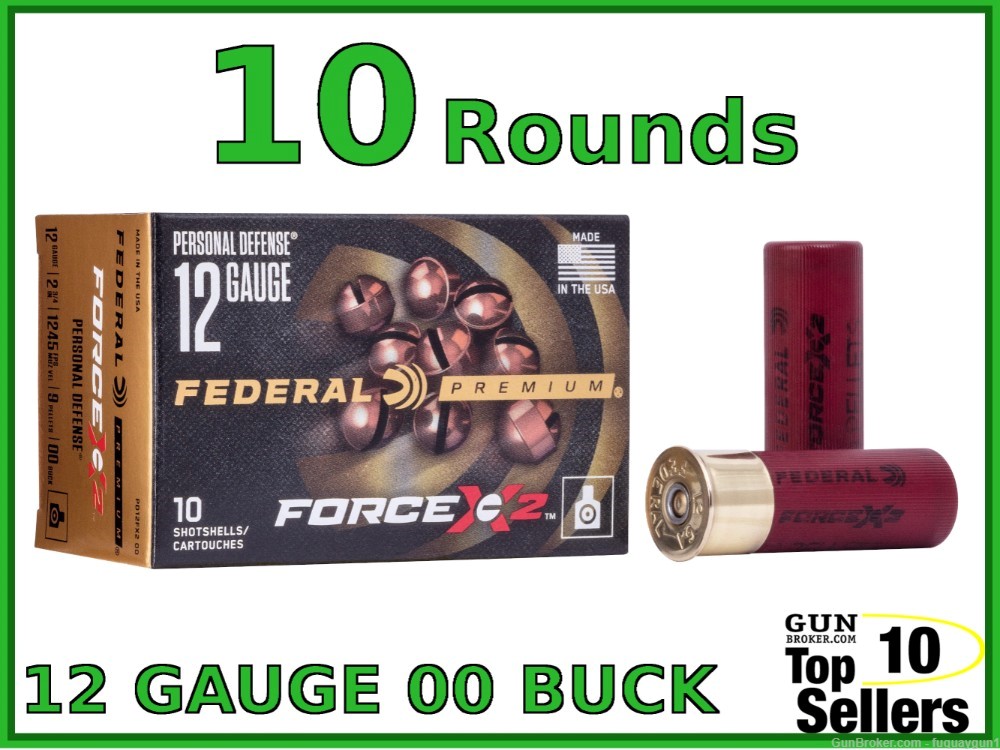 Federal Personal Defense Force X2 12 Gauge 00 Buck 9 Pellet Ammo-img-0