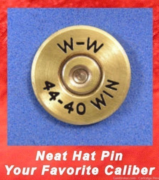 Winchester W-W 44-40 WIN Brass  Cartridge Hat Pin  Tie Tac  Ammo Bullet-img-0