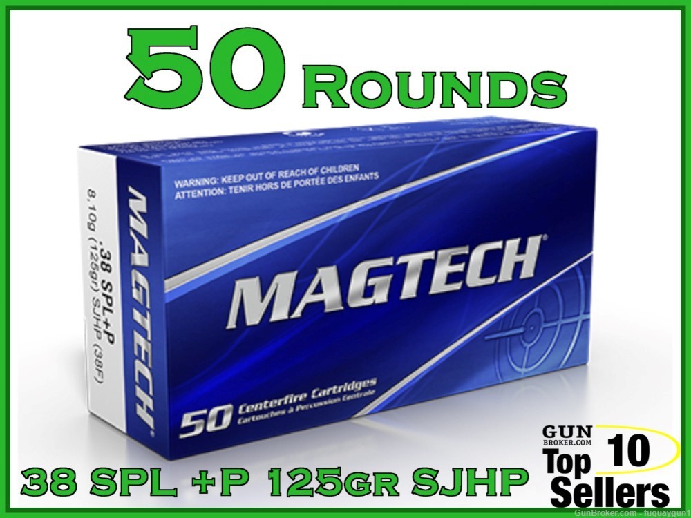 Magtech 38 Special +P Ammo 125 GR Ammo Semi-Jacketed Hollow Point 38F-img-0