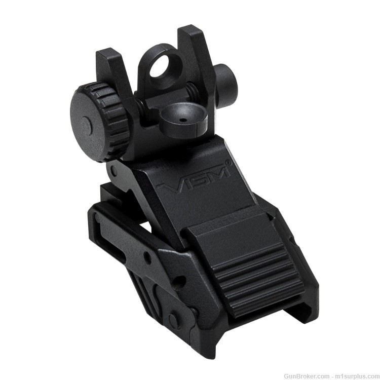 VISM Pro Aluminum Flip-Up Adjustable Rear Aiming Sight fits AR15 Colt M4-img-0