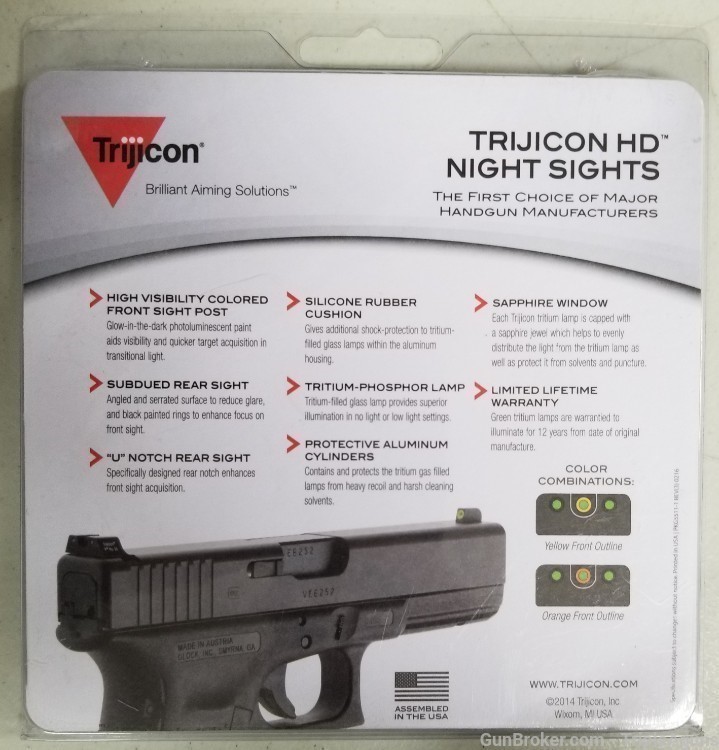 Trijicon HD night sights Smith & Wesson M&P shield orange front 600722-img-1
