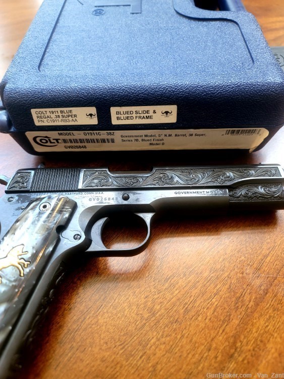 Rare BLUED Colt 1911 Regal .38 Super Custom Engraved by Altamont-img-2