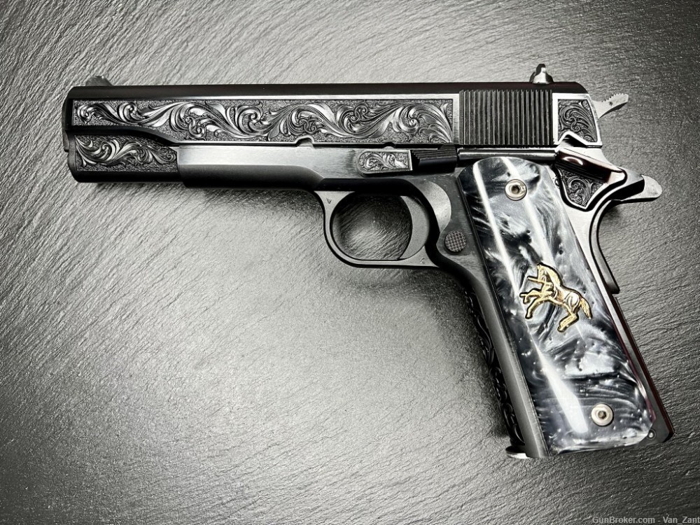 Rare BLUED Colt 1911 Regal .38 Super Custom Engraved by Altamont-img-9