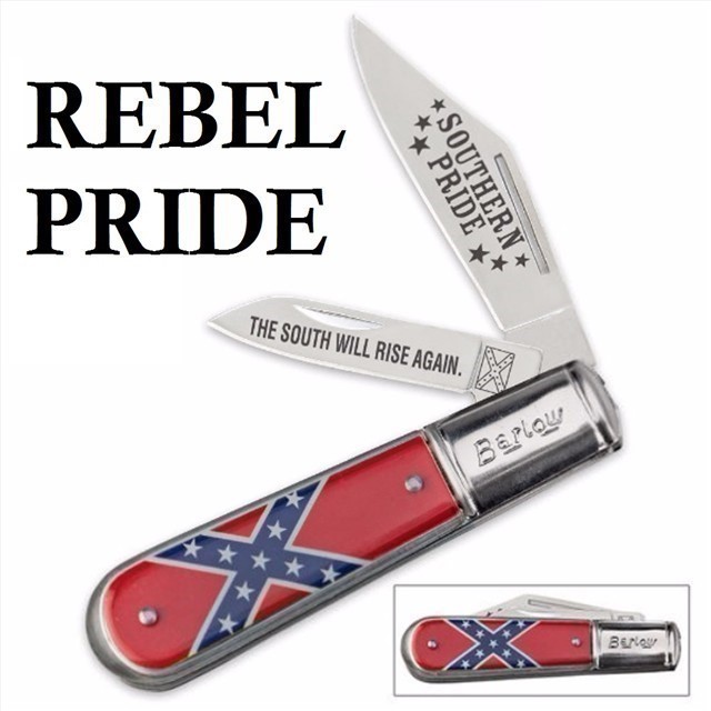 Rebel Flag 2 Blade Barlow Knife - NEW-img-0