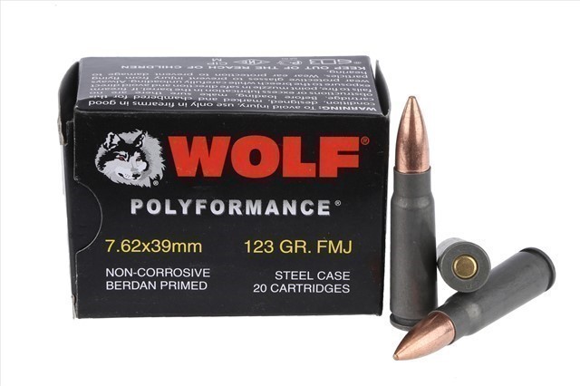 7.62X39 WOLF PERFORMANCE Steel Cased 7.62x39 123 Grain FMJ 100 ROUNDS-img-0
