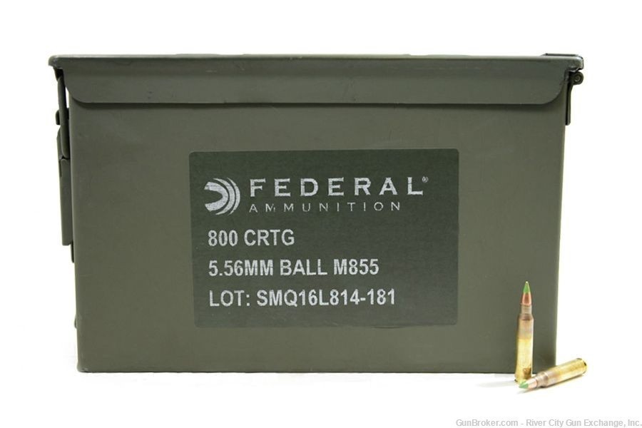 Federal 5.56mm 62gr M855 Ammunition, 800 Rounds - M855LPCC800-img-0