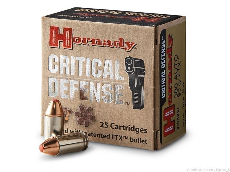 50rds Hornady Critical Defense™ .380 AUTO ACP FTX JHP FlexTip 90 grains HP-img-1