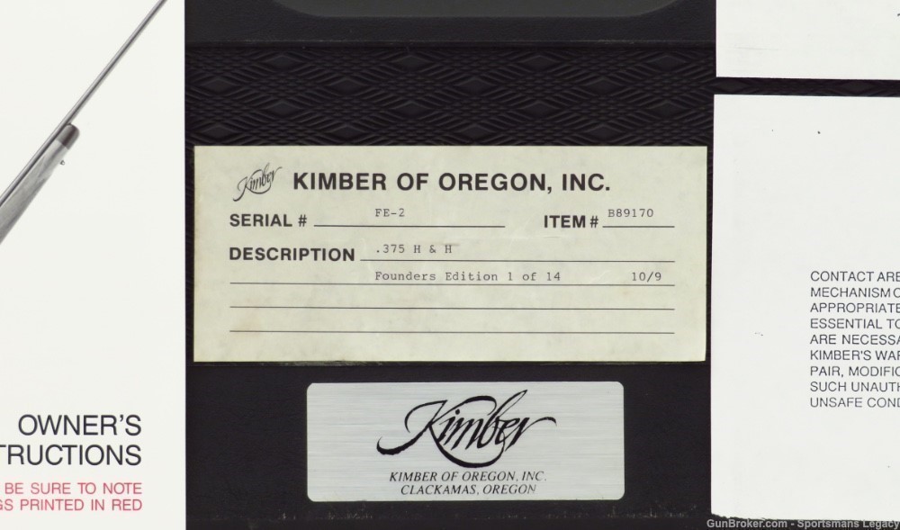 Kimber of Oregon Model 89 BGR Founder's Edition .375 H&H, unfired, layaway-img-17