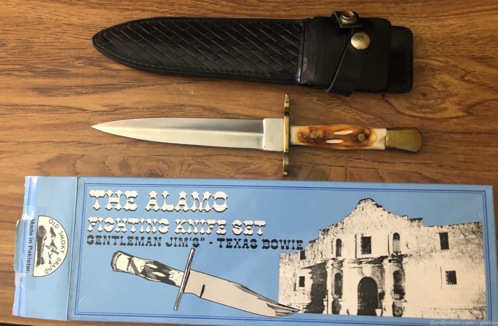 FIGHTING KNIFE SET GENTLEMAN JIM'S  TEXAS BOWIE THE ALAMO-img-1