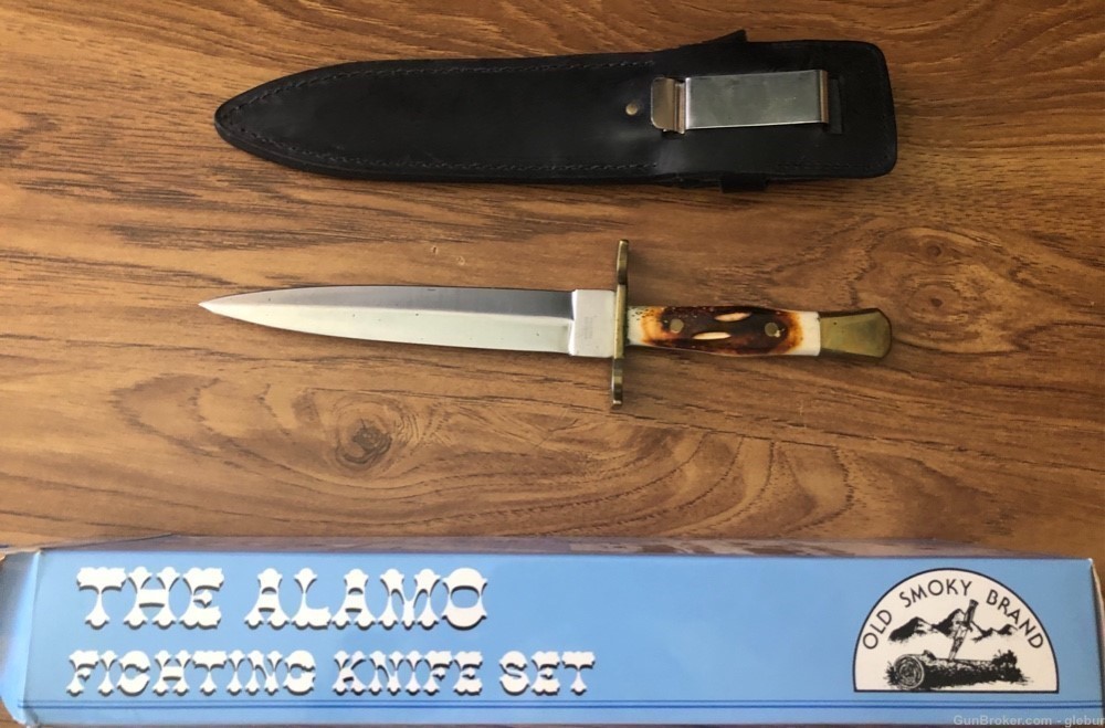 FIGHTING KNIFE SET GENTLEMAN JIM'S  TEXAS BOWIE THE ALAMO-img-0