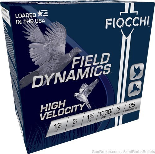 Fiocchi Field Dynamics HV 12 Gauge 1330 fps 3" 1 3/4 oz. #5 – 25 Rounds-img-0