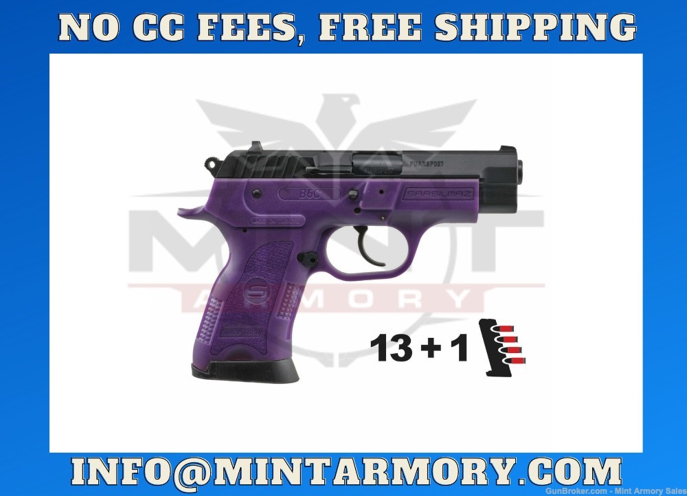 SAR B6C Compact VIOLET Body, 9mm Pistol, 13+1 | B69CFD-img-0