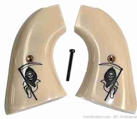 Colt Scout & Frontier Ivory-Like Grips With Grim Reaper-img-0