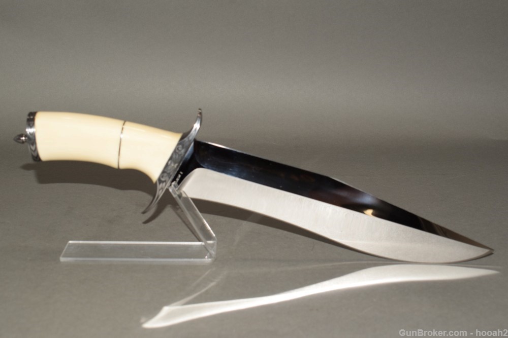 Exceptional Custom Massive Kent Draper Fighting Knife w White Handle -img-0