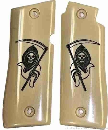 Colt Government Model .380 Ivory-Like Grips With Grim Reaper-img-0