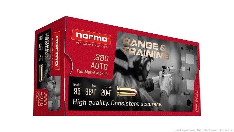 250 ROUNDS (5 BOXES) NORMA 380 ACP 95 GRAIN FMJ NIB!-img-0
