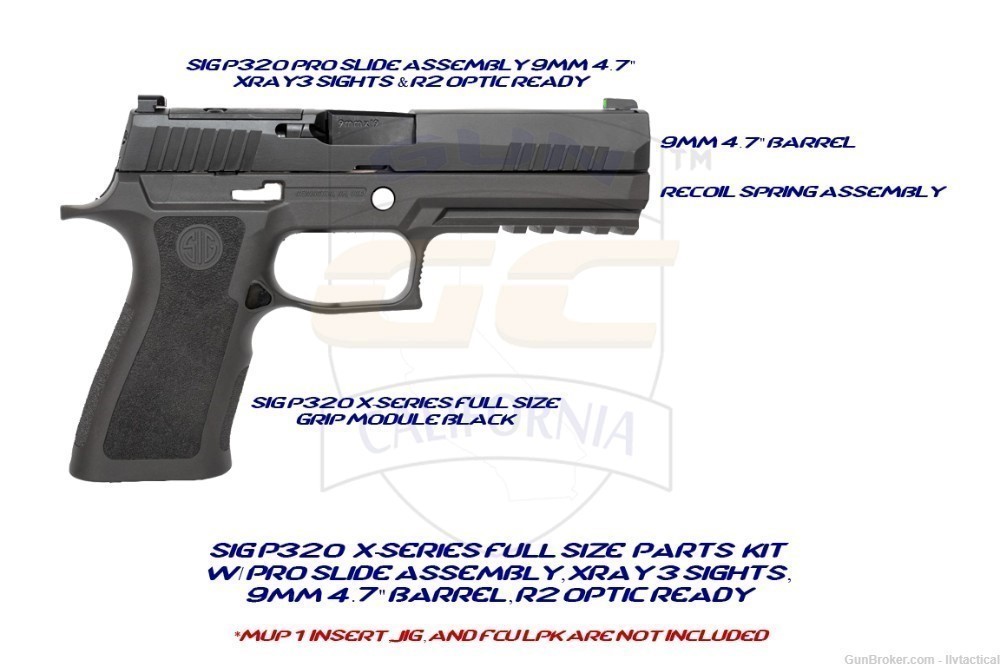 Sig P320 Parts Kit w/ Pro Slide 4.7" 9mm Barrel & X-Series FS Grip Black-img-0