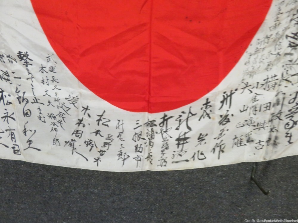  JAPANESE WW2 HINOMARU MEATBALL FLAG W/ SIGNED KANJI CHARACTERS-img-7