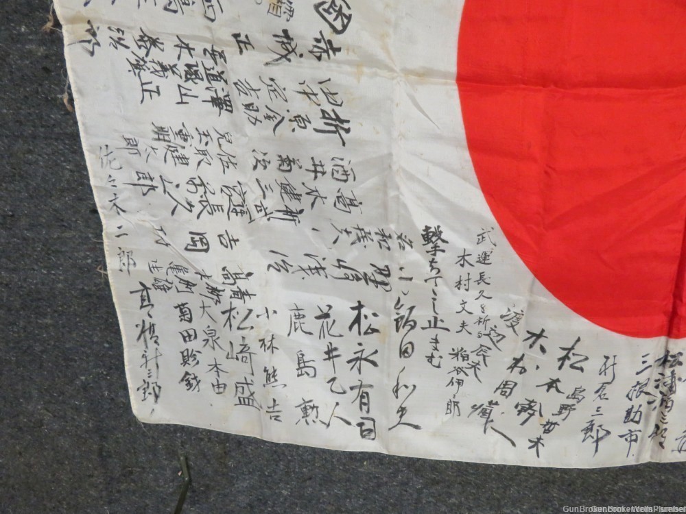 JAPANESE WW2 HINOMARU MEATBALL FLAG W/ SIGNED KANJI CHARACTERS-img-6