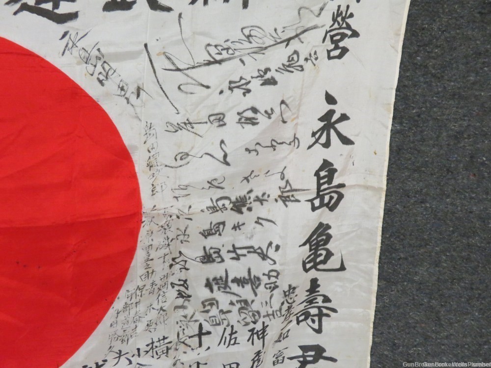  JAPANESE WW2 HINOMARU MEATBALL FLAG W/ SIGNED KANJI CHARACTERS-img-9