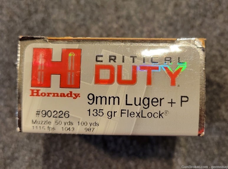Hornady Critical Duty 9mm luger +P 135gr 25 rd box-img-0