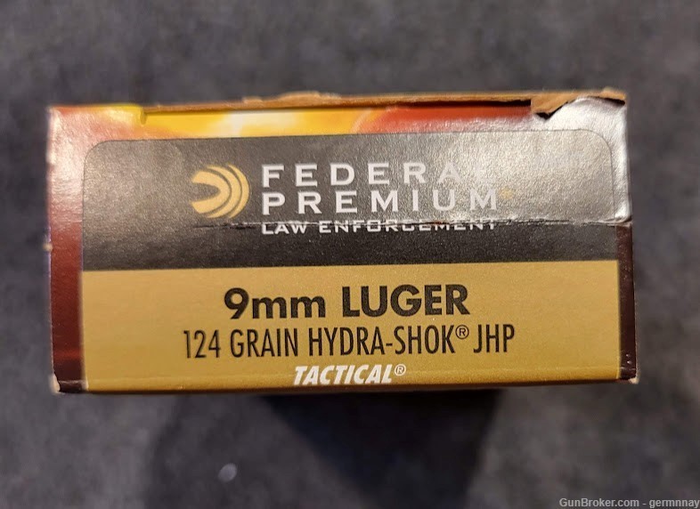 Federal Premium 9mm luger 124gr Hydra-Shok JHP 50 rd box-img-1