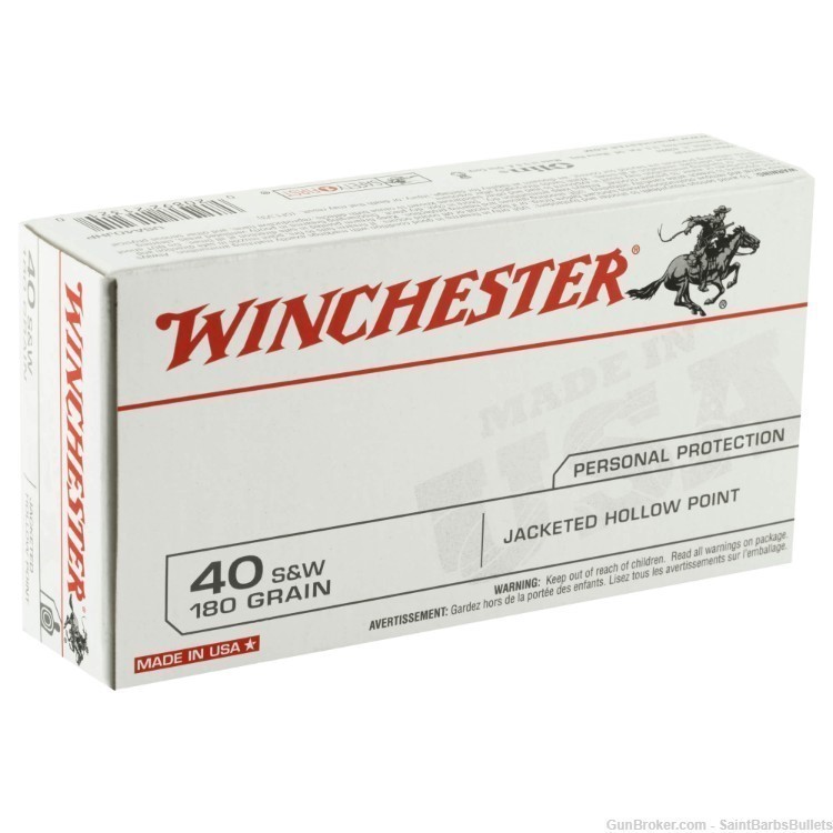 Winchester USA White Box .40 S&W 180gr JHP - 50 Rounds-img-1