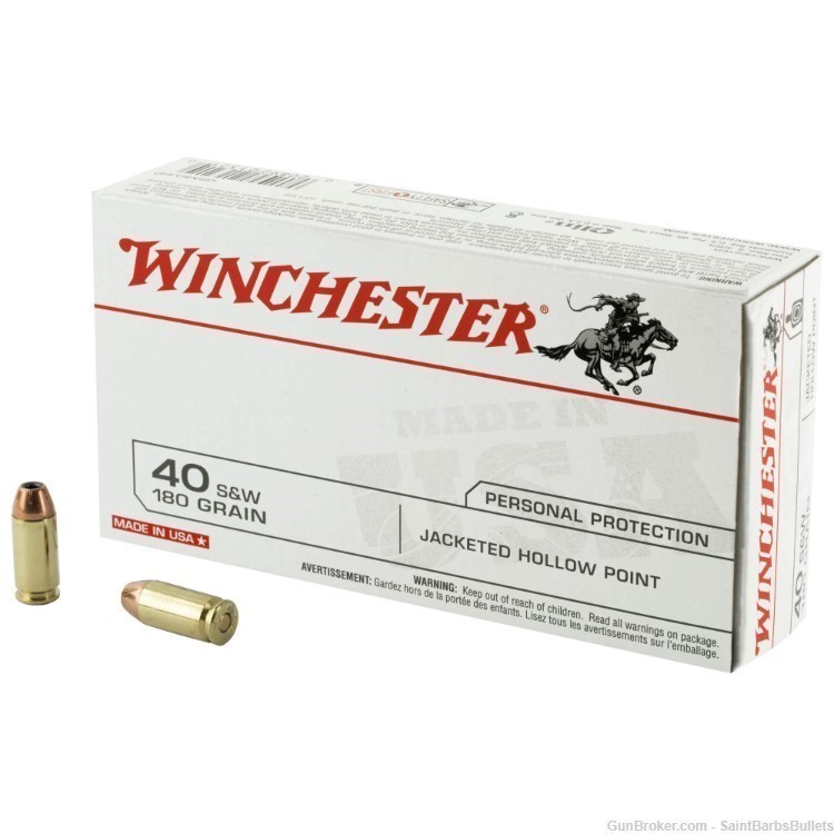 Winchester USA White Box .40 S&W 180gr JHP - 50 Rounds-img-0