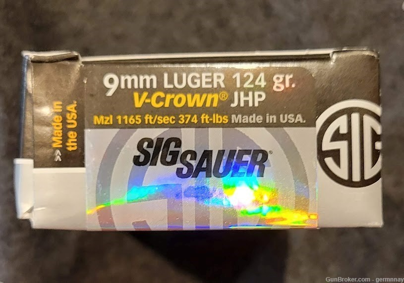 Sig Sauer Elite Performance 9mm luger 124gr V-Crown JHP 50 rd box-img-0