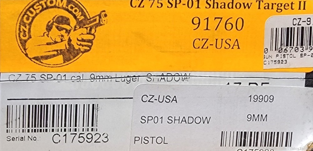 CZ-USA CZ75 SP-01 Shadow Target II | 91760 | 9mm | Used-img-7