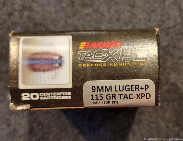 Barnes Tac XPD 9mm luger +P 115gr 20 rd box-img-1