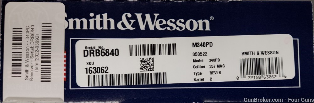 Smith & Wesson 340PD .357MAG 1.87" 5rds Revolver 022188630626 163062-img-10