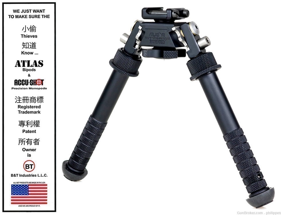 BT10 V8 Atlas Bipod with Two Screw Clamp Assembly-img-0