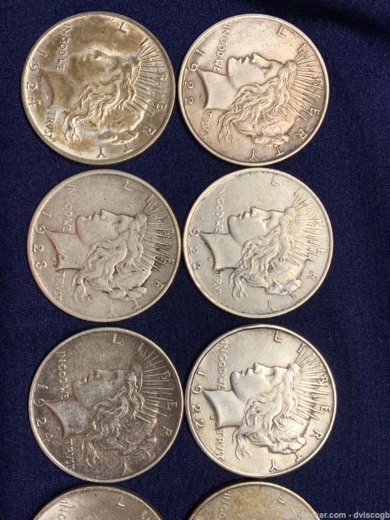 1922 - 1926 Peace dollars - mix lot 10 coins -img-2