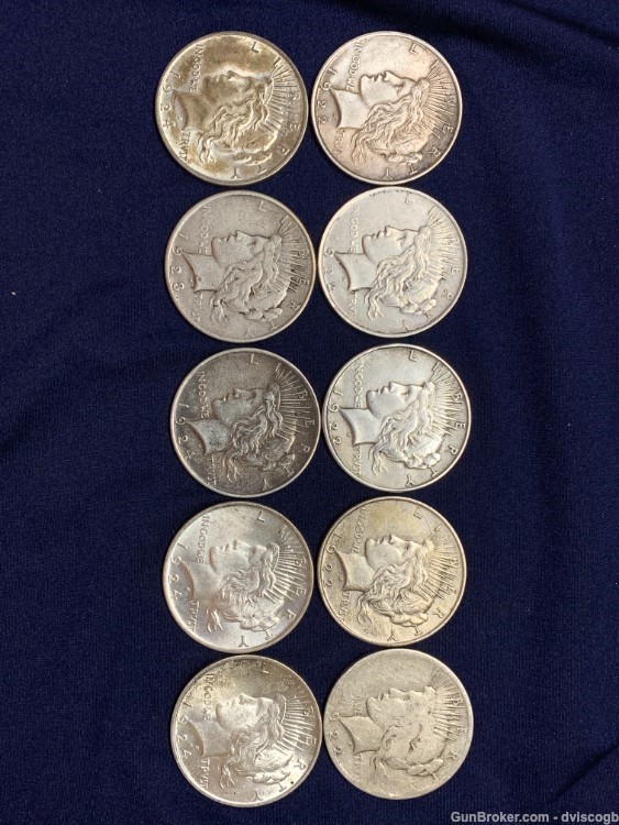 1922 - 1926 Peace dollars - mix lot 10 coins -img-0